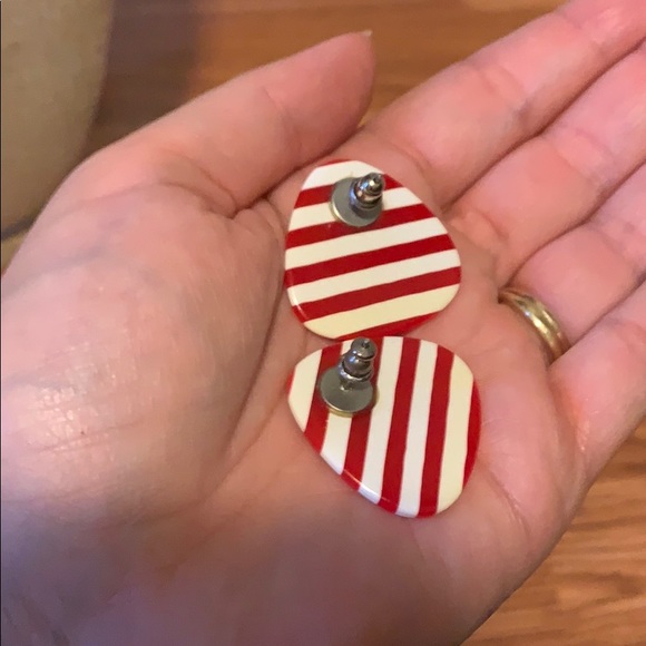 Vintage 80’s Striped Earrings - Picture 2 of 2